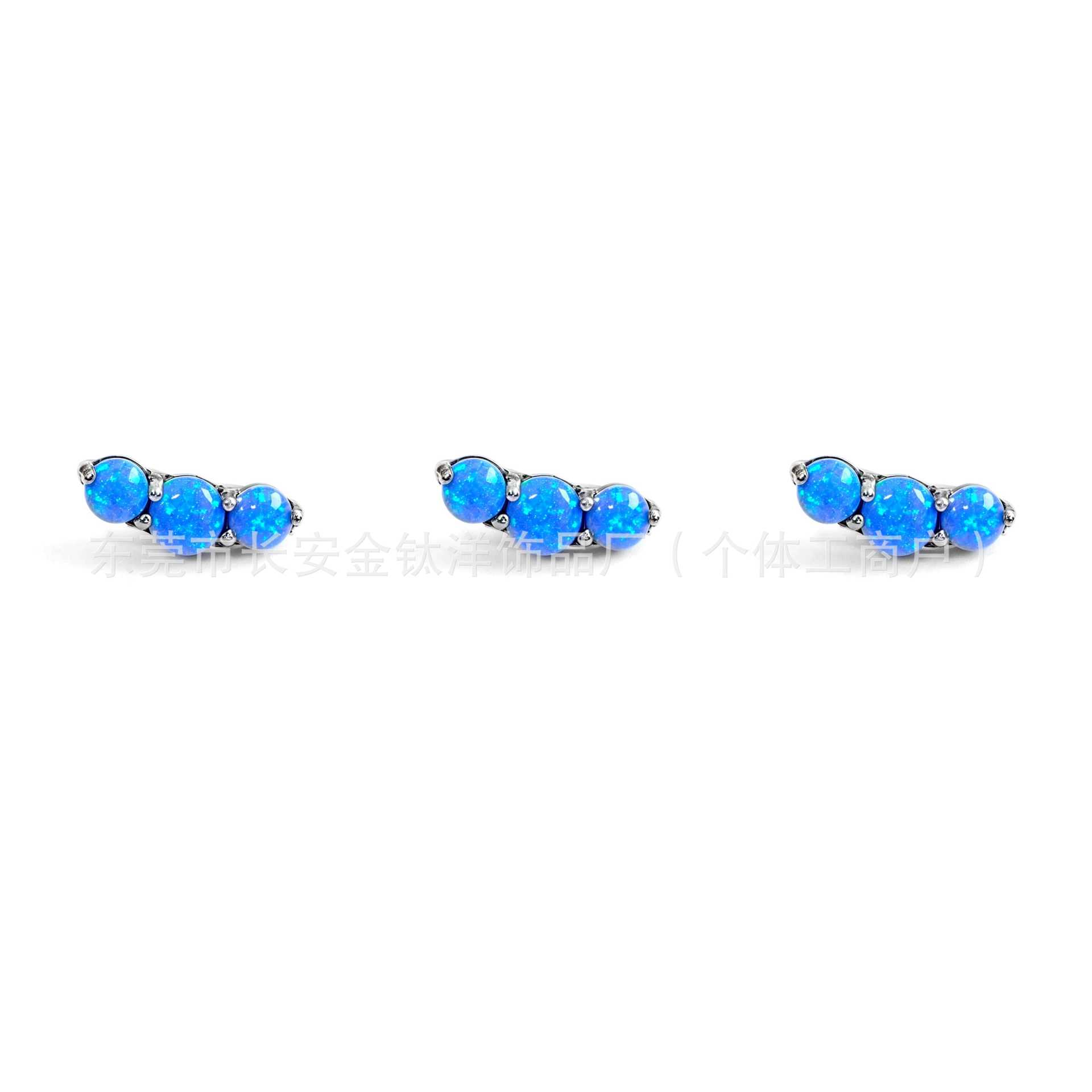 F136 Titanium Three Opal Candy Earrings, Nose Nails, Lip Nails, Cochlear Nails, Ear Bone Nails, G23 Titanium Alloy Piercing Jewelry - Image 2