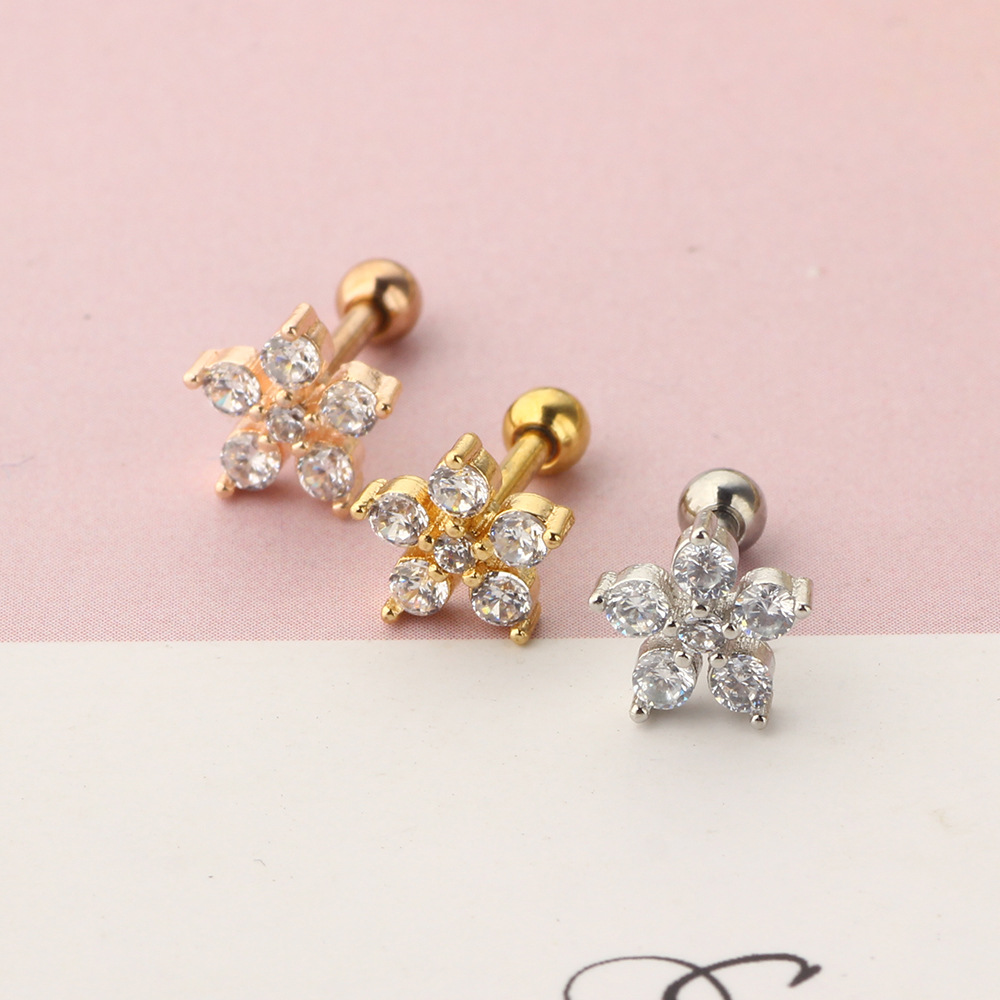 Stainless Steel Zircon Thread Earrings for Women Ear Piercing Jewelry Cartilage Tragus Stud - Image 5