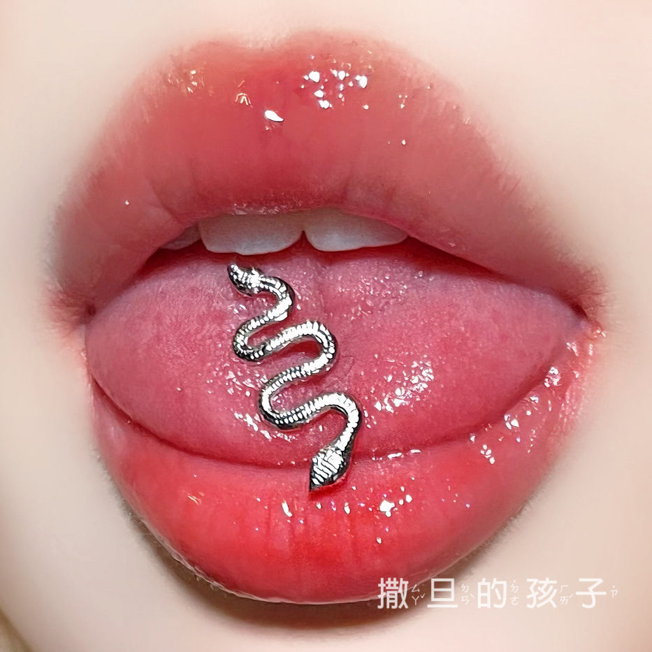 14G Blue Balun Tongue Nail External Thread Titanium Steel Tongue Barbell for Cool Hot Girl Tongue Piercing Jewelry - Image 2