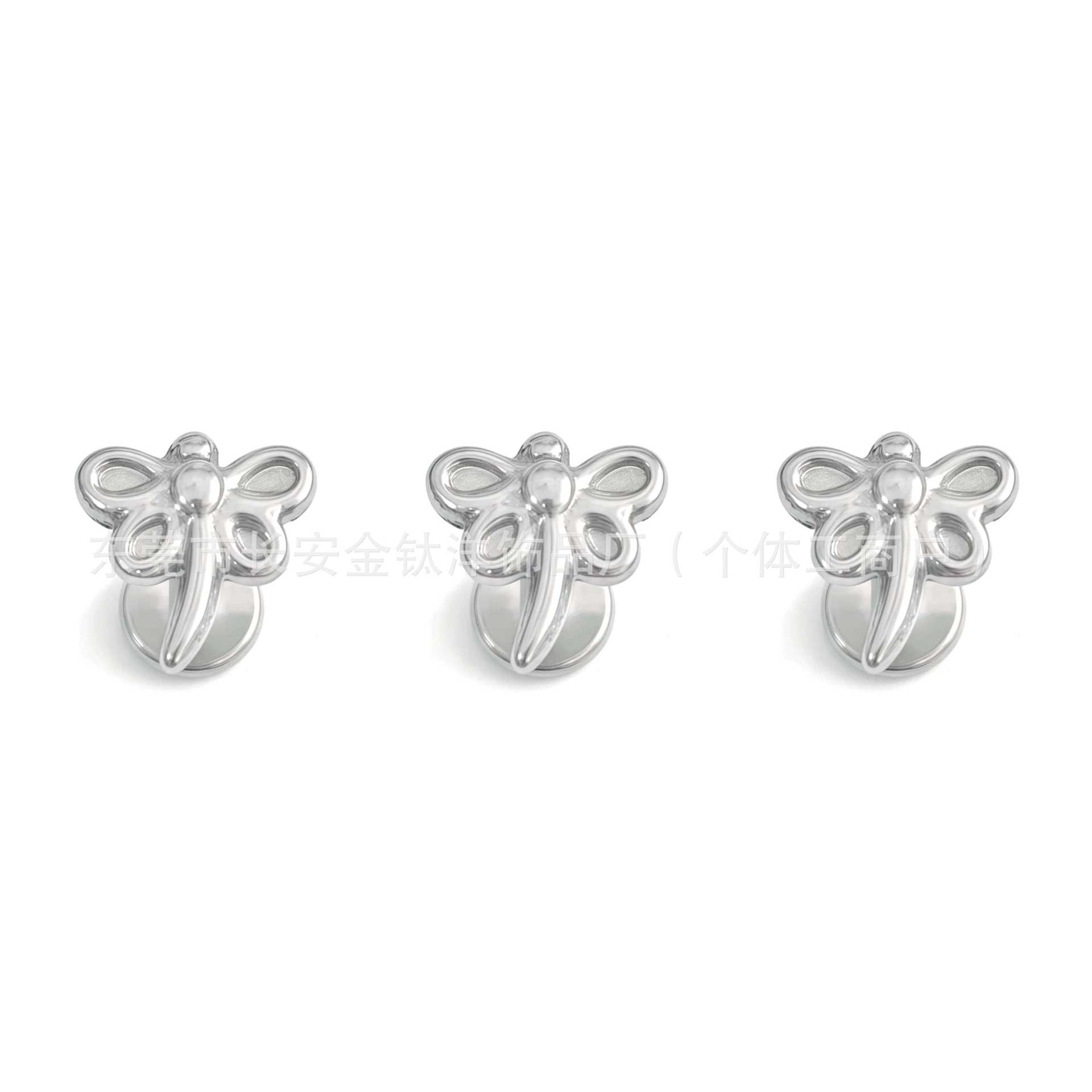 F136 Titanium Finely Carved 3D Dragonfly Animal Ear Studs Nose Studs Ear Bone Studs G23 Titanium Body Piercing Jewelry - Image 2
