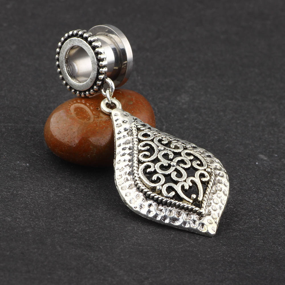 Star Moon Water Drop Tassel Auricle Stainless Steel Hollow Ear Expander Thread Expander Earrings - Image 3