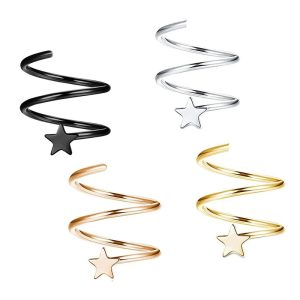 Titanium Steel S-Shaped Double Ring Ear Clip Clip-On Earrings Korean Style Vintage Ear Jewelry for Women
