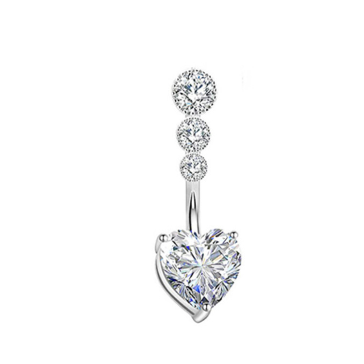 Heart Shape CZ Navel Ring Stainless Steel Belly Button Piercing Jewelry for Women - Image 4
