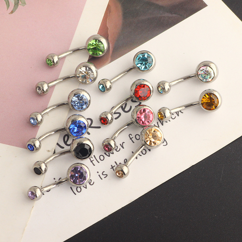 G23 Titanium Belly Button Ring Double Head CZ Zircon Umbilical Nail Body Piercing Jewelry - Image 4