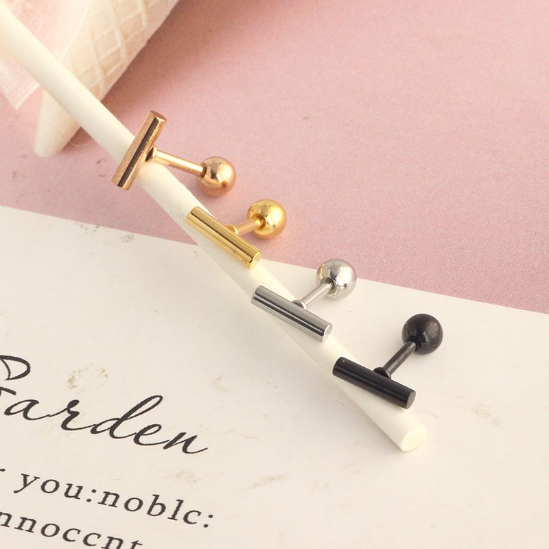 Star Shape Stainless Steel Threaded Straight Bar Stud Earrings for Men Women Ear Bone Piercing Jewelry - Image 2