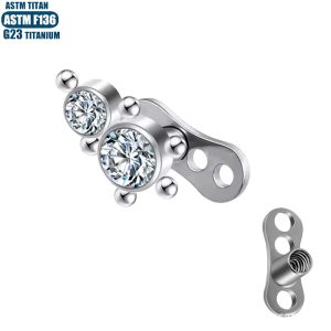 F136 Titanium Inlaid Zircon Nail with Base Solder Ball Internal Thread Piercing Jewelry Skin Grafting Bone Nail