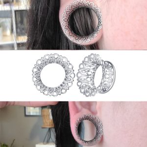 Hollow Flower Ear Expansion Jewelry 16mm Stainless Steel Fashion Ear Piercing Plug
