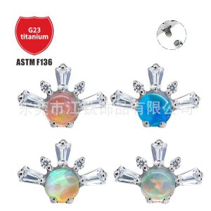 Aurora Opal Snowflake G23 Titanium Alloy Labret Stud Lip Piercing Jewelry Earrings