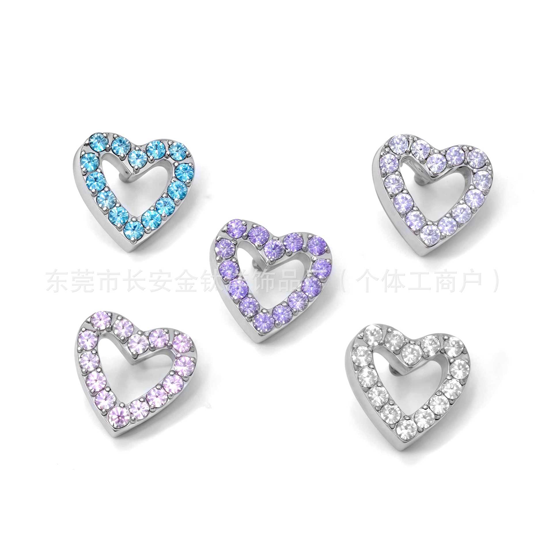 F136 Titanium Internal Thread Full Diamond Heart Earrings Lip Nails Nose Nails Ear Bone Nails G23 Titanium Alloy Body Piercing Jewelry - Image 5