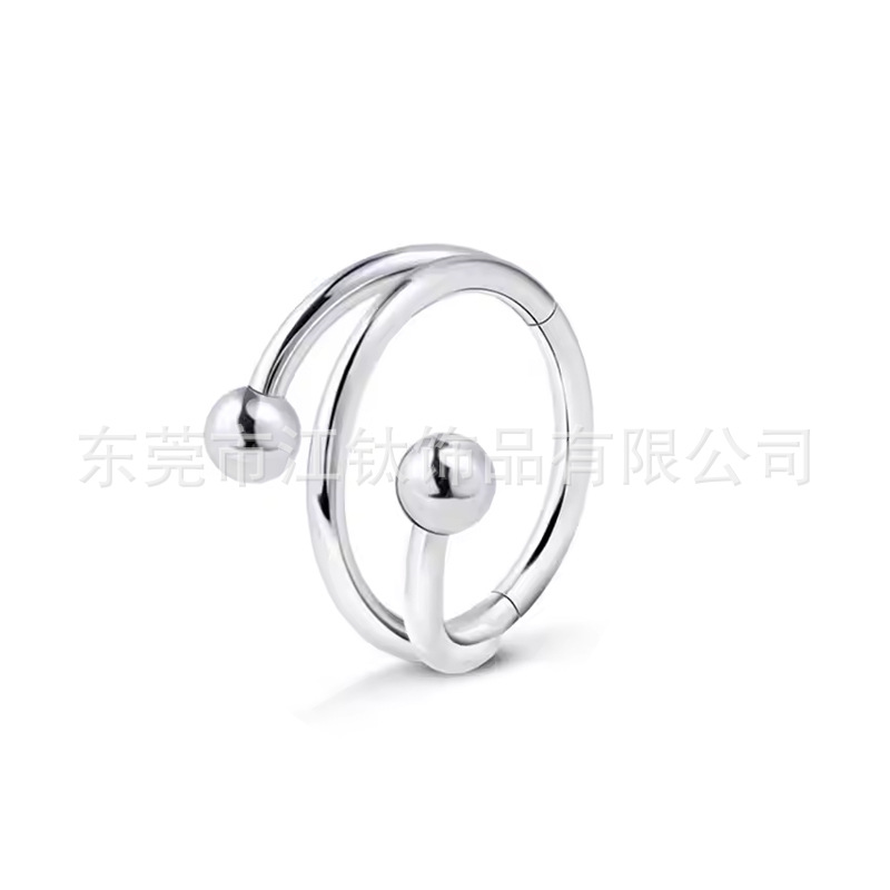 G23 Titanium Nose Ring Double Ball Hoop Earring - ASTM F136 Titanium Alloy Body Piercing Jewelry - Image 5