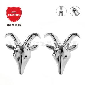 G23 Titanium Ear Bone Nail Goat Animal Cartilage Stud Earring Body Piercing Jewelry