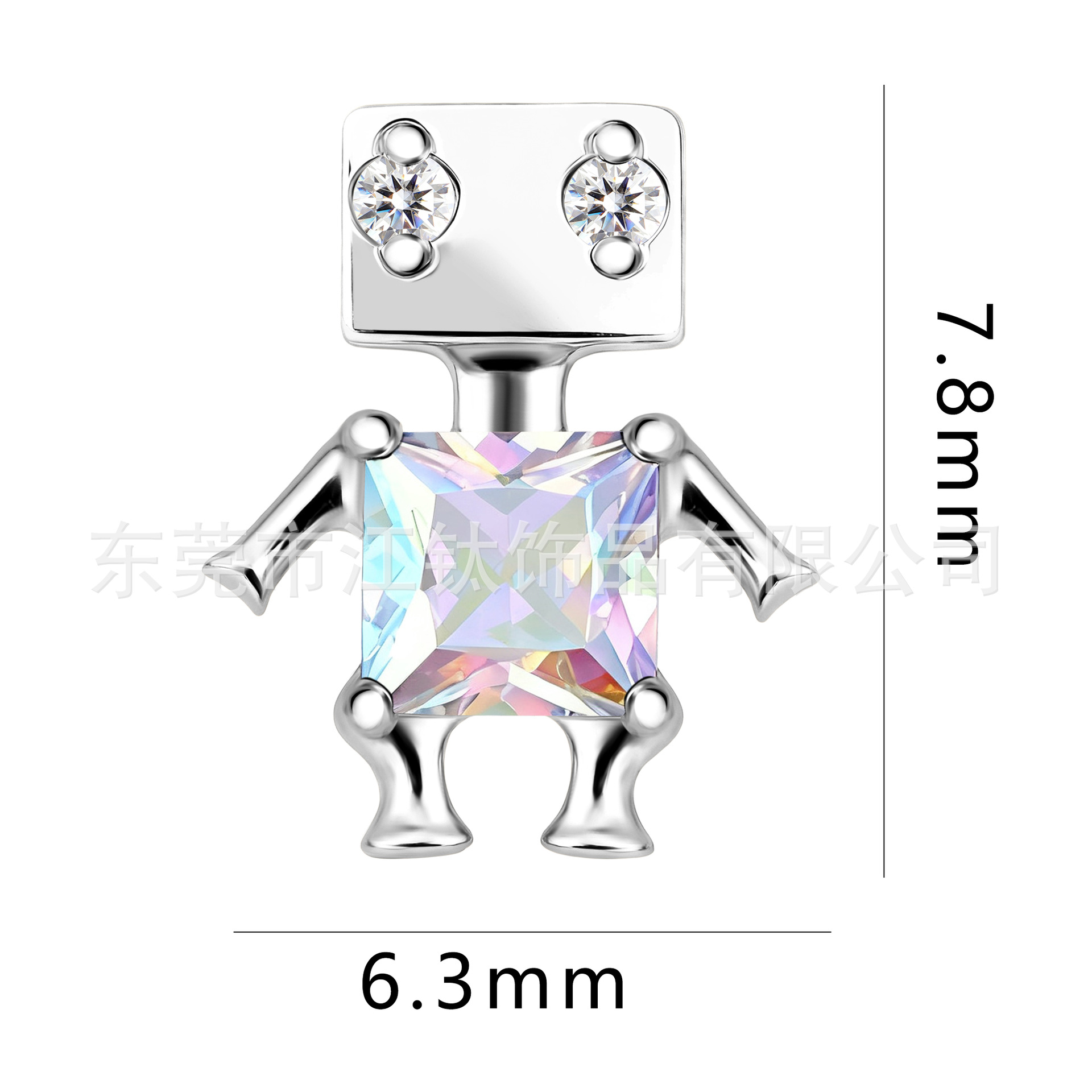 G23 Titanium Robot Zircon Cartilage Stud Earring for Helix Tragus Conch Ear Piercing - Image 2