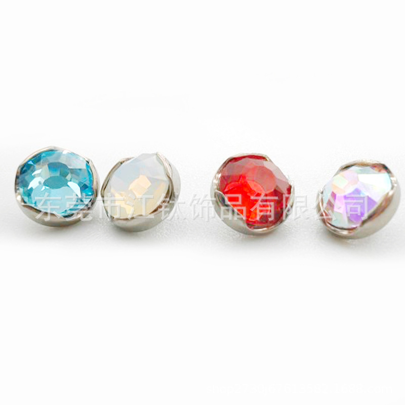 Titanium Alloy Jewelry Head Wave Edge Bezel Set Czech Diamond Nail G23 Titanium Body Piercing Ear Stud - Image 5