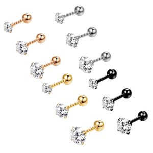 Stainless Steel Star CZ Earrings for Cartilage Piercing - Rose Gold with Round Cubic Zirconia - 2021 Summer Collection