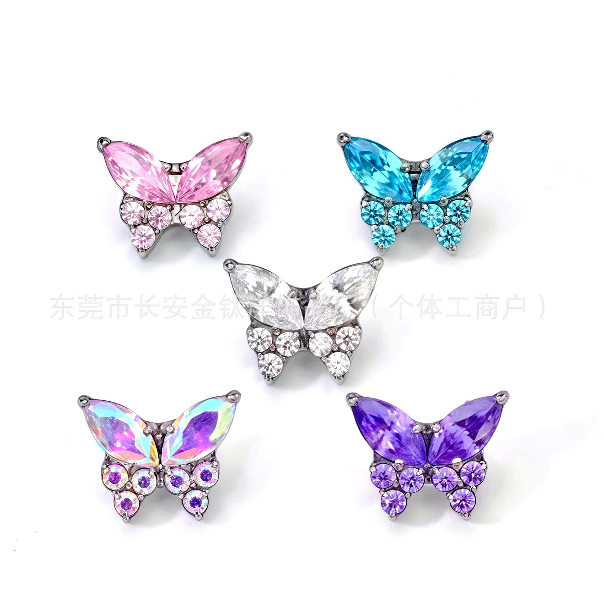 G23 Titanium Internal Thread Butterfly Inlaid Zircon Ear Studs Ear Bone Studs Body Piercing Jewelry 2025 New - Image 5
