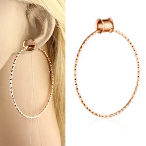 Rose Gold 20mm Stainless Steel Ear Expansion Twist Earring - Single Ear Plug for Auricle Piercing