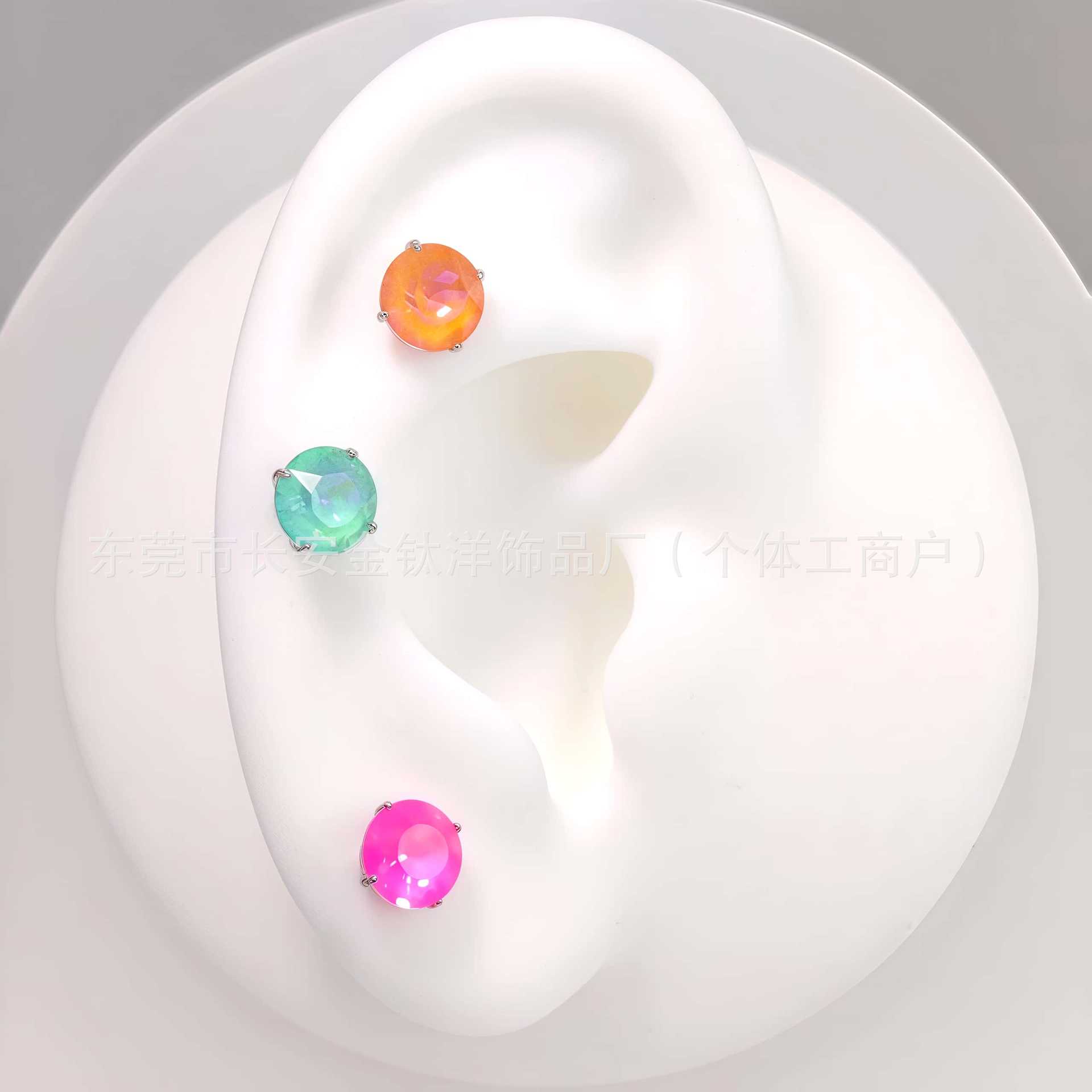 F136 Titanium Round Bottom Coated Swarovski Lip Nail Earrings Ear Bone Nail G23 Titanium Alloy Piercing Jewelry - Image 4
