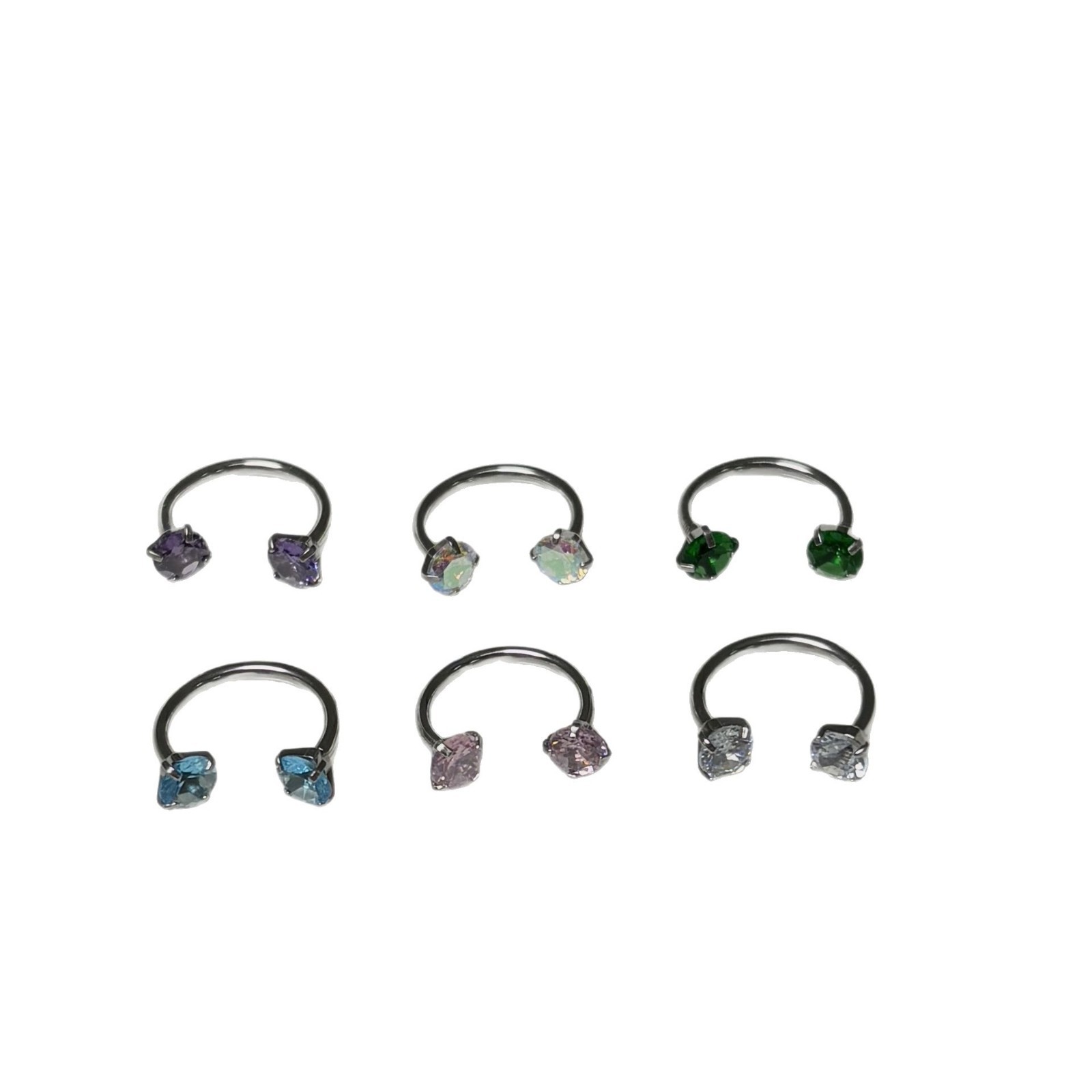 Flash Bright Stone Lip Ring Steel Titanium Inner Thread Horseshoe C Ring Lip Piercing Jewelry for Women - Image 5