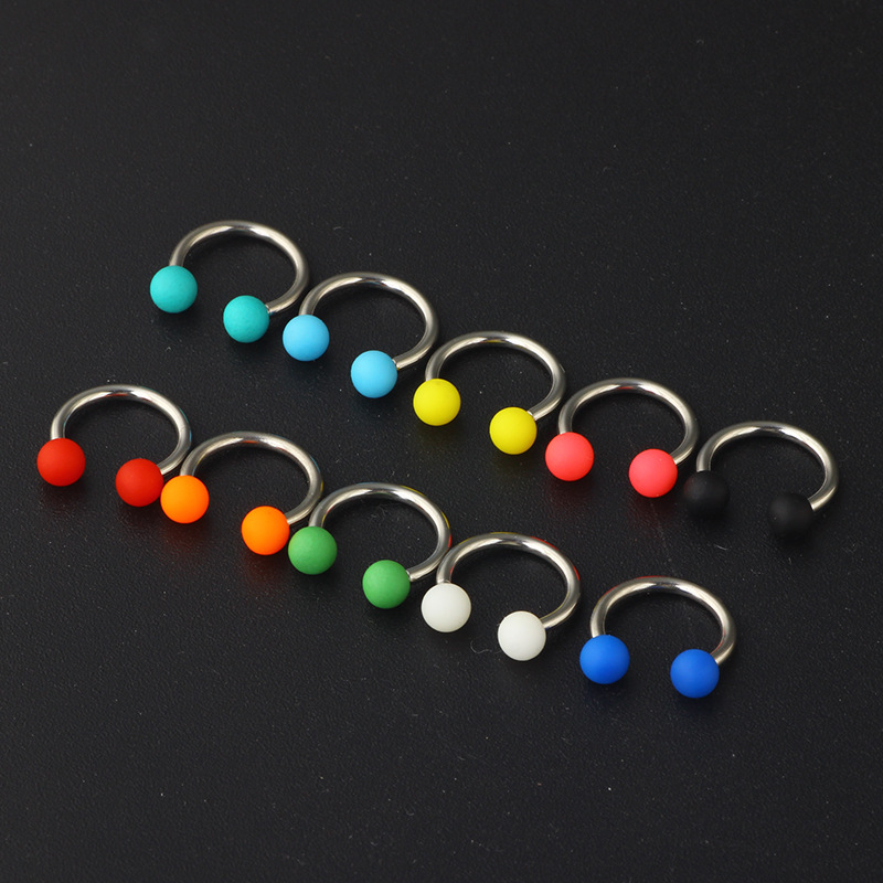 Heart Shape Horseshoe Ring Stainless Steel Acrylic Body Piercing Jewelry Multi-Use Nose Lip Eyebrow Septum - Image 4