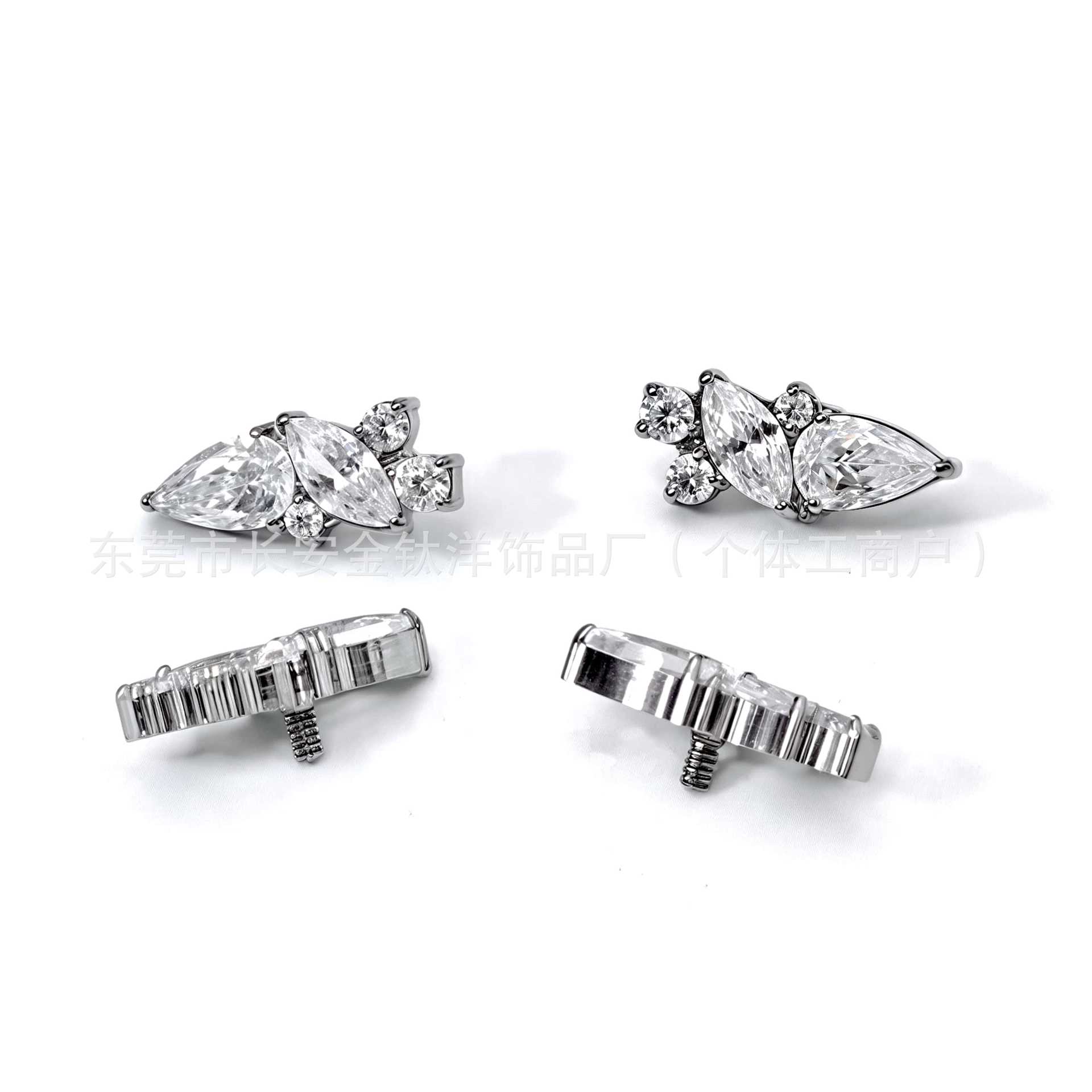 F136 Titanium Geometric Stud Earrings with 5A Zirconia - G23 Titanium Alloy Piercing Jewelry Ear Bone Studs - Image 3