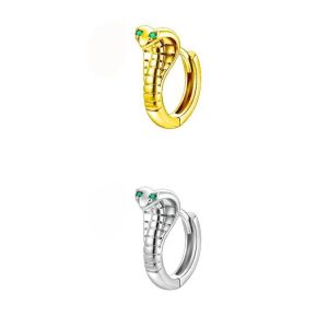 Vintage Cobra Snake Earring for Men, Hip Hop Gothic Style Single Ear Stud, Copper with Zircon