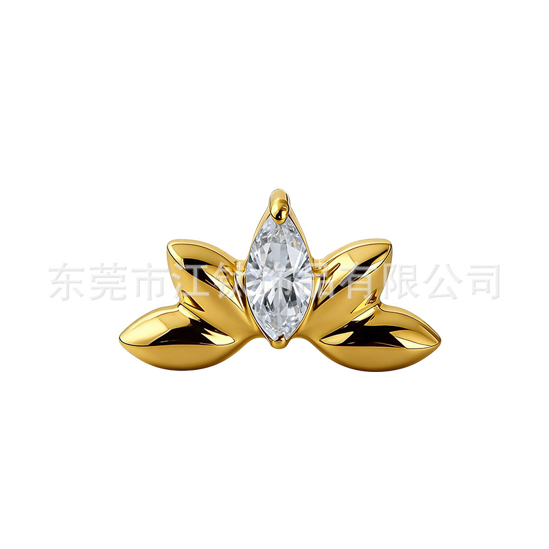 G23 Titanium Alloy Lotus Flower Fan-Shaped Marquise Zircon Ear Cartilage Stud Earring for Women Men - Image 5