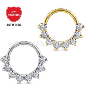 G23 Titanium Nose Ring with CZ Stone - ASTM F136 Seamless Nose Stud Piercing Jewelry