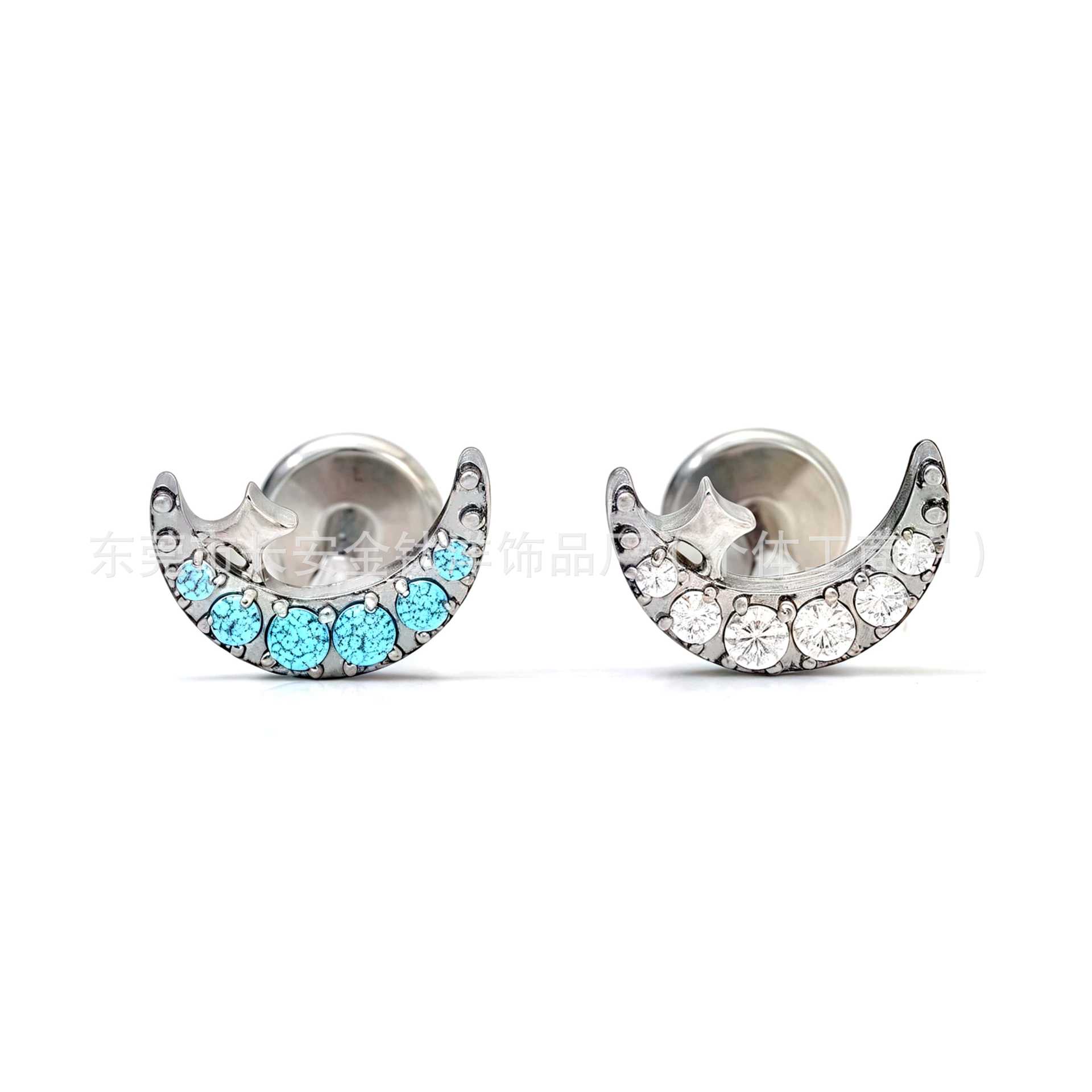 F136 Titanium Moon Star Zircon Ear Cartilage Stud Helix Tragus Lip Labret Piercing Jewelry G23 Titanium Alloy - Image 2