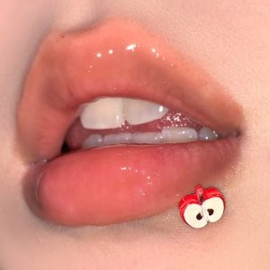 Small Apple Lip Labret Stud 16mm 1.2mm Internal Thread Titanium Steel Resin Cute Fresh European American Lip Piercing Jewelry Wholesale