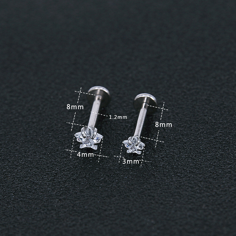 Geometric Stainless Steel Zircon Earrings Silver Twist Thin Stud Earrings for Men Women Fashion - Image 5