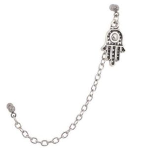 Double Stud Ear Chain Ear Clip Tragus Helix Earring 316L Surgical Steel Geometric Dangle