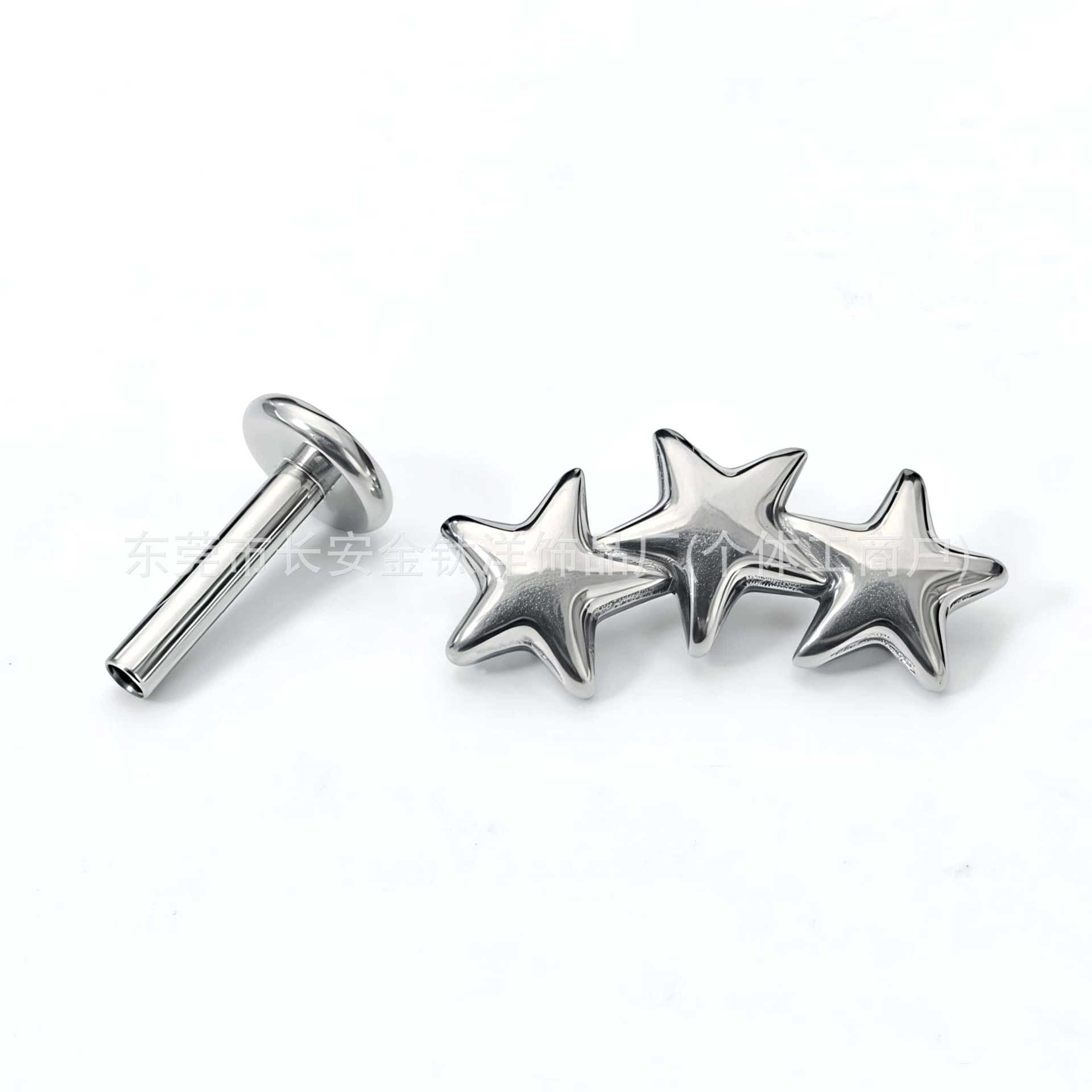 F136 Titanium Internal Thread Triple Pentagram Lip Stud Ear Stud Ear Bone Stud G23 Titanium Alloy Body Piercing Jewelry - Image 2