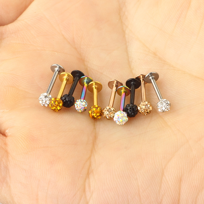 Rose Gold Leaf Diamond Ball Stud Ear Bone Nail Cold Wind Ear Nail Piercing Jewelry - Image 2