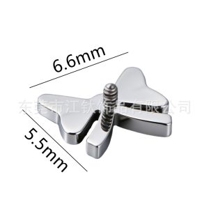 G23 Titanium Alloy Butterfly Knot Ear Bone Stud with Zircon Inlay – Gold