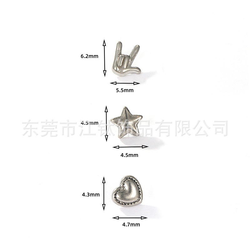 G23 Titanium Ear Bone Nail Love Gesture Star Cartilage Piercing Jewelry - Image 3
