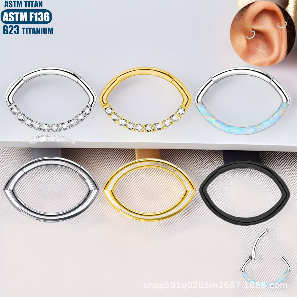 F136 Titanium Alloy Seamless Nose Ring Hoop Eye-shaped Piercing Earring for Women Men - Image 3