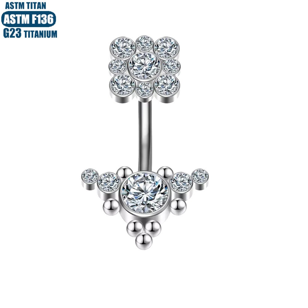 F136 Titanium Alloy Navel Ring Diamond Solder Ball Internally Threaded 14G Belly Button Piercing Jewelry - Image 2
