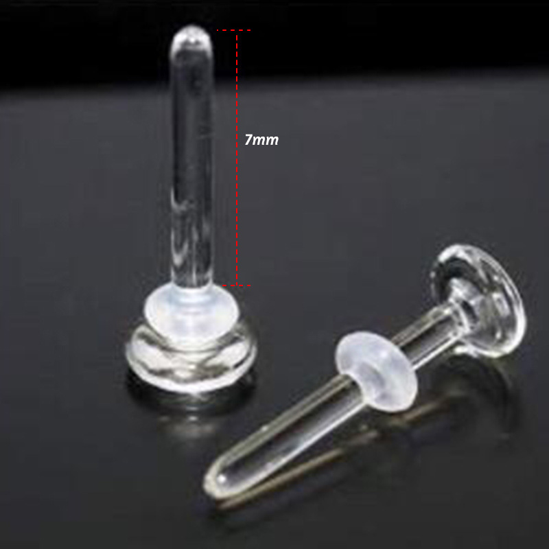 Transparent Glass Cartilage Stud Earrings for Women, Lead-Free Clear Ear Piercing Jewelry, Invisible Ear Studs - Image 2