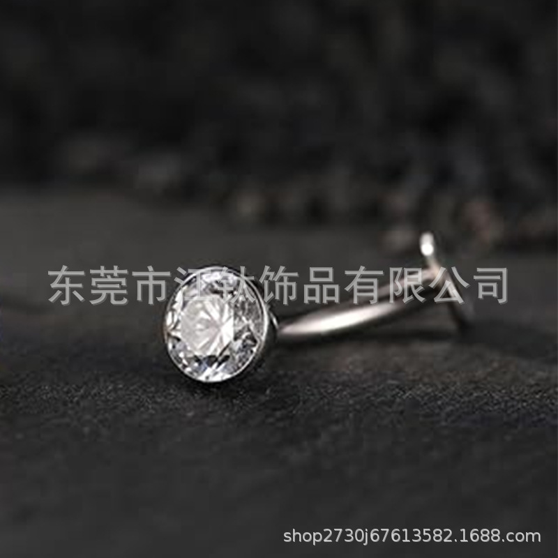 F136 Titanium Navel Ring with Zircon Butterfly CZ Flat Belly Button Piercing Jewelry G23 Titanium Body Piercing - Image 3