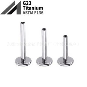 F136 Titanium Lip Nail 2.5mm Small Base Flat Back Labret Stud Inner Teeth Piercing Jewelry