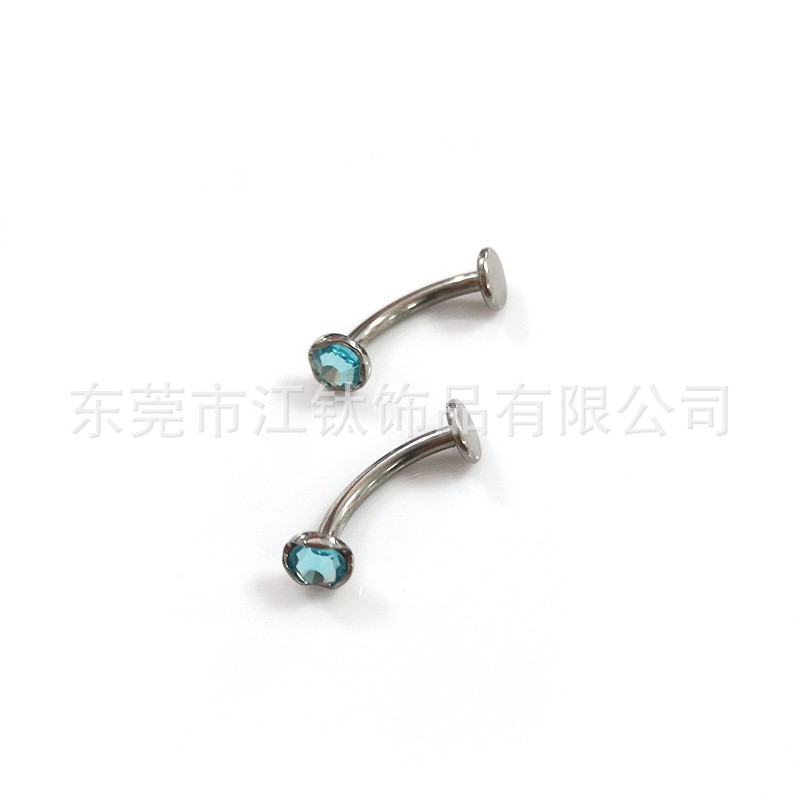F136 Titanium Navel Ring Water Corrugated Design with Czech Diamond - G23 Titanium Alloy Body Piercing Suspension Belly Ring - Image 5