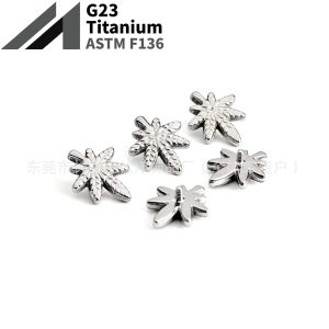 F136 Titanium Leaf-Shaped Flat Back Ear Studs, Cartilage Earrings, Nose Studs, Lip Studs, Body Piercing Jewelry