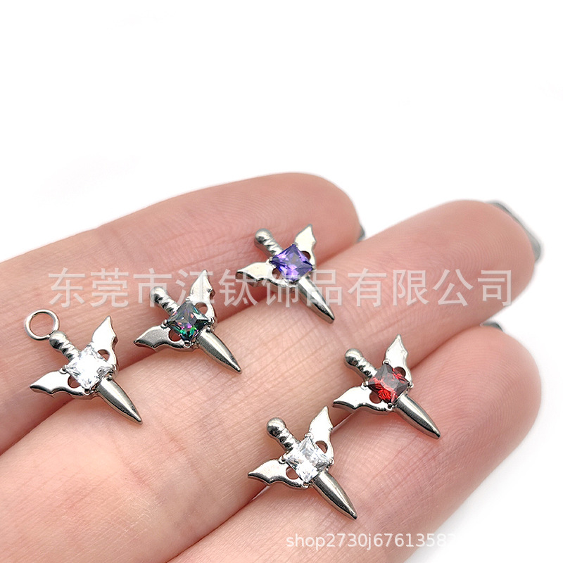 G23 Titanium Angel Sword Ear Bone Stud with Zircon Gem, Cross-Border Body Piercing Jewelry for Men and Women - Image 4