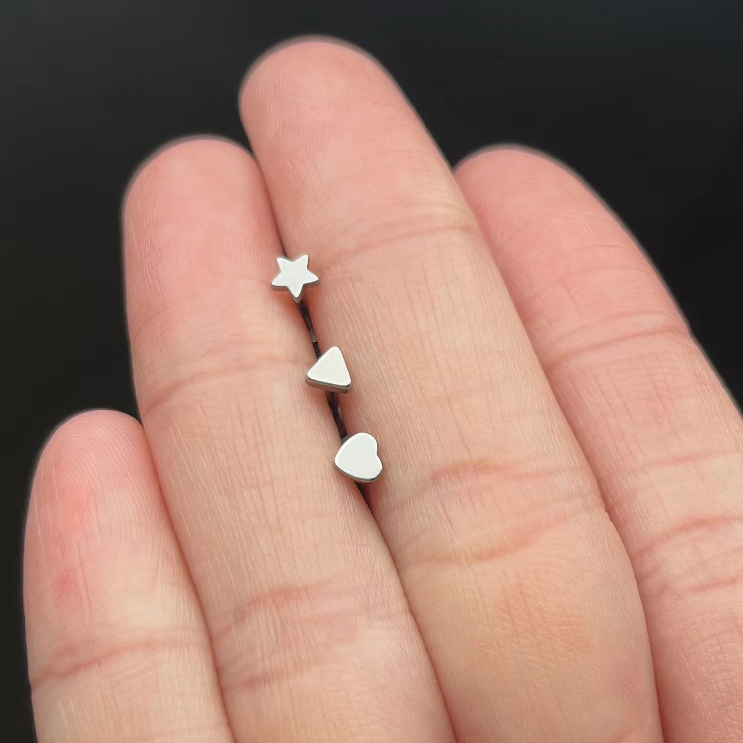 G23 Titanium Heart Implantable Nail Bone Piercing Jewelry Threaded - Image 4