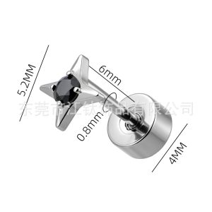 G23 Titanium Round Star Zircon Ear Stud - Cartilage Helix Earring for Men Women