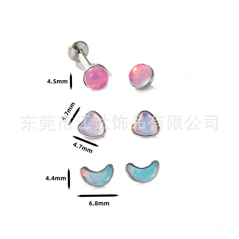 G23 Titanium Ear Bone Nail Disc Glass Glossy Cross-Border Body Piercing Jewelry Ear Nail - Image 5