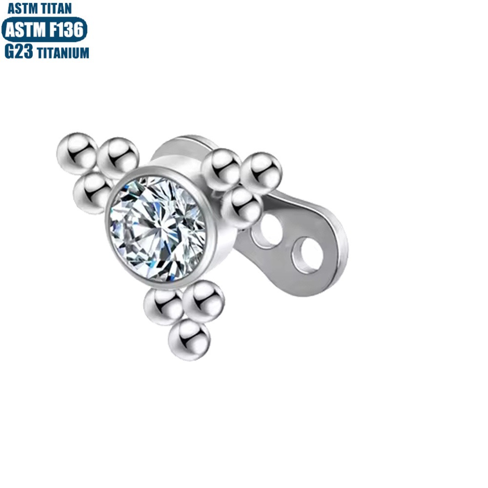 G23 Titanium Clasper Nail Inlaid Zircon Implant Body Piercing Jewelry - Image 2