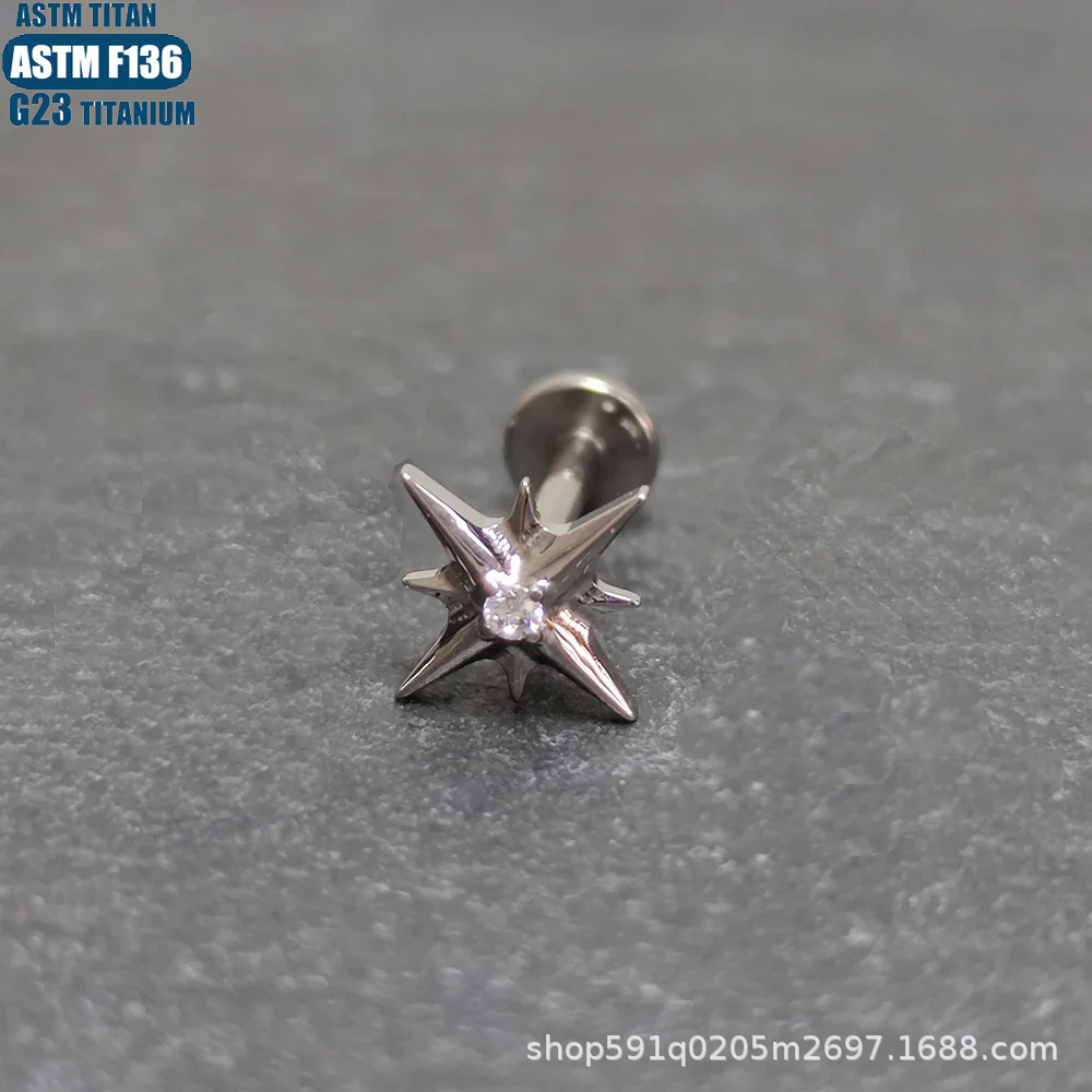 Pointed G23 Titanium Lip Ring Spiral with Diamond Inner Teeth Thread Body Piercing Jewelry Earring - Image 3