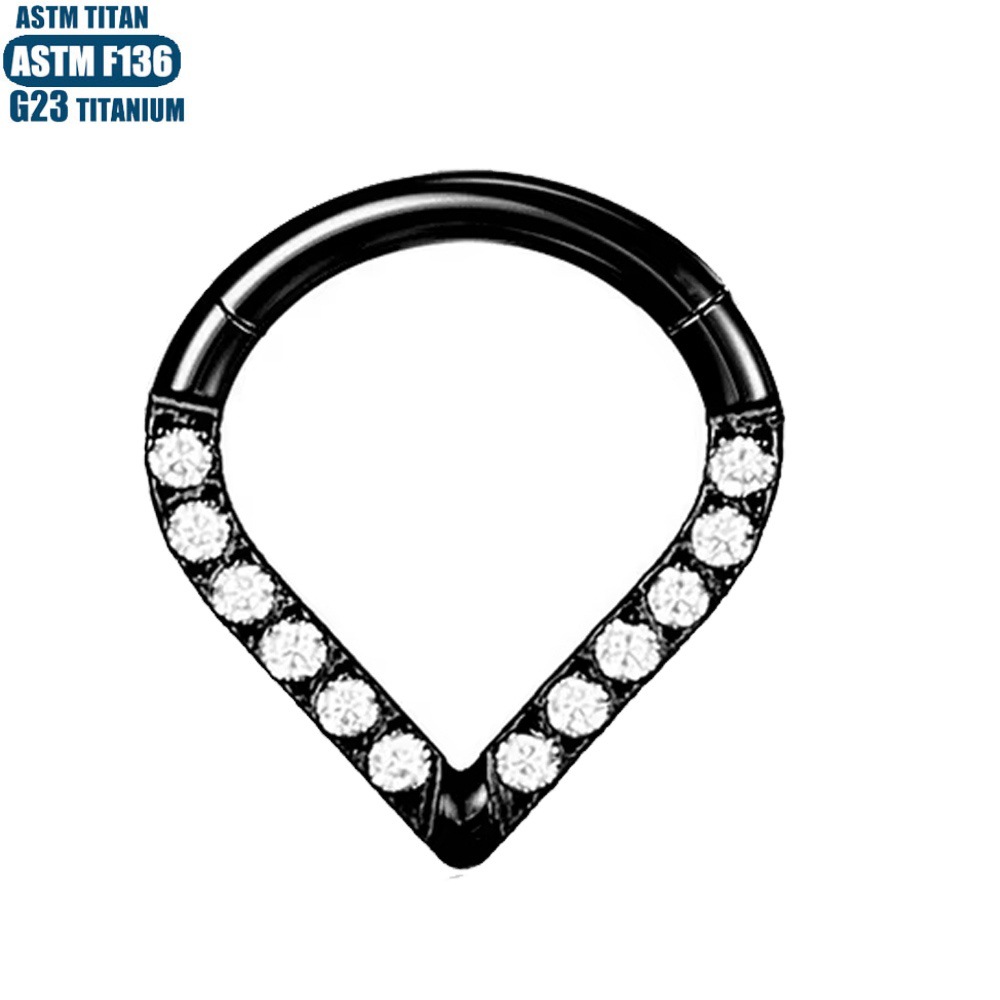 G23 Titanium Alloy Closed Hoop Nose Ring for Women, Zircon Water Drop Earrings, Nose Septum Ring, Ear Bone Ring Hot Selling - Image 4