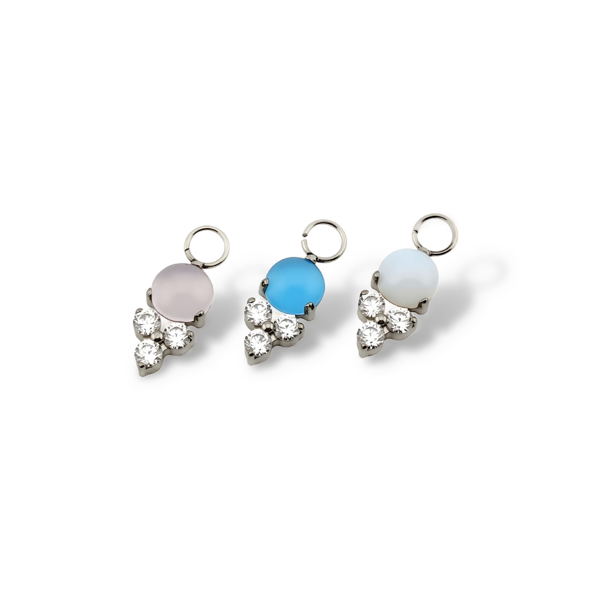 F136 Titanium Moonstone Ice Cream Stud Earring - Blue Opal - 1.2x10mm Cartilage Piercing Jewelry - Image 2